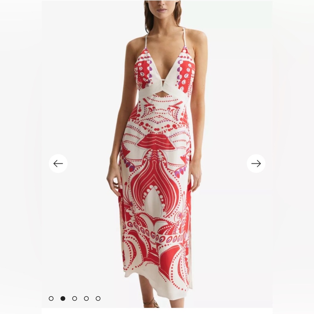 Reiss dress 
Women's Red Ebony Abstract-print Woven Maxi Dress